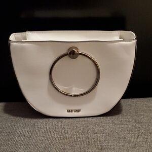 Nine West White Clutch with Metal Ring Detail